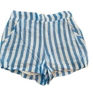 Copper Key Girls Stripe Pull-On Cotton Lined Casual White Blue Shorts Small